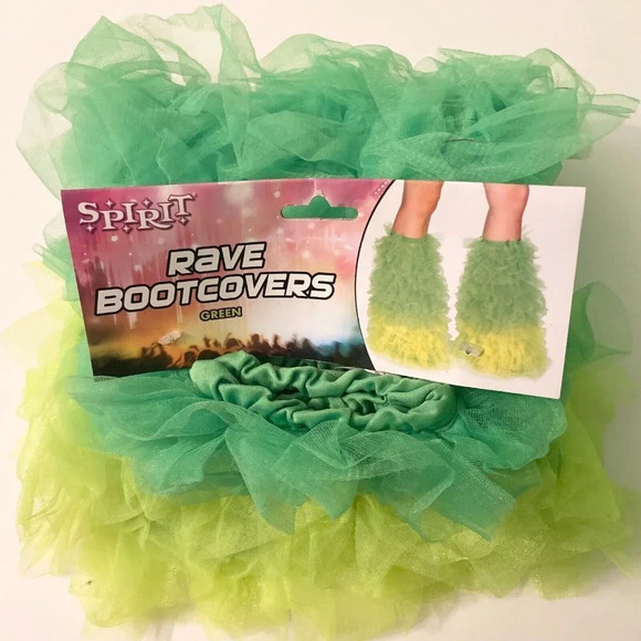 Spirit Halloween Rave Boot Covers Green Festival Costume Cosplay - Picture 1 of 10